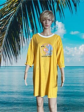Private Moments ~ Bear Surfing Ocean ~ One Size ~ Yellow & Blue ~ Shirt Pajamas